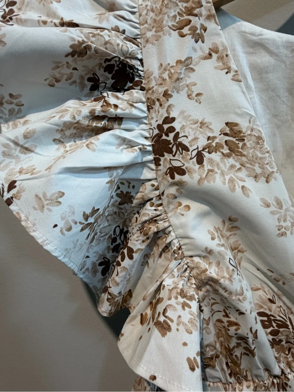 Abercrombie & Fitch Cream Maxi Dress with Brown Floral Print